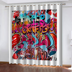 2024 NEW Hip Hop Street Graffiti Curtains Blackout Window Drapes Room Decoration
