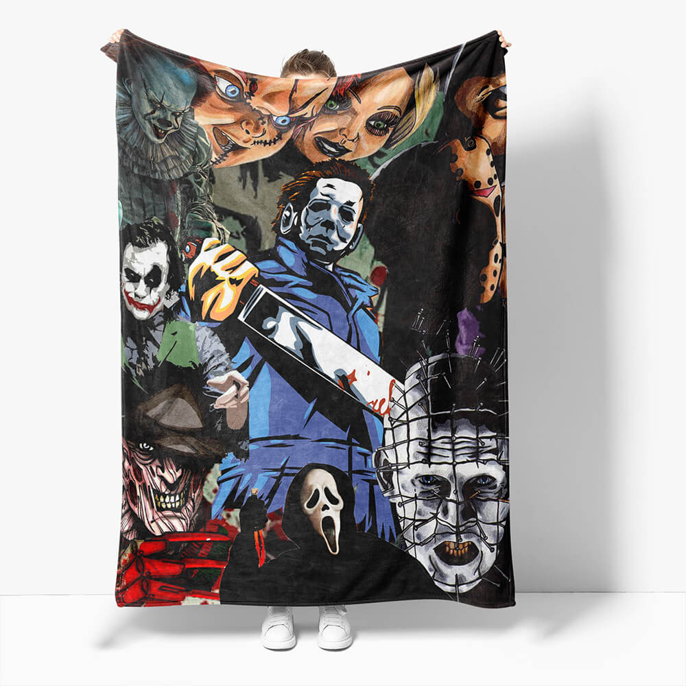 2024 NEW Horror Robe Flannel Blanket Fleece Throw Blanket Wrap Nap Bedding Sets