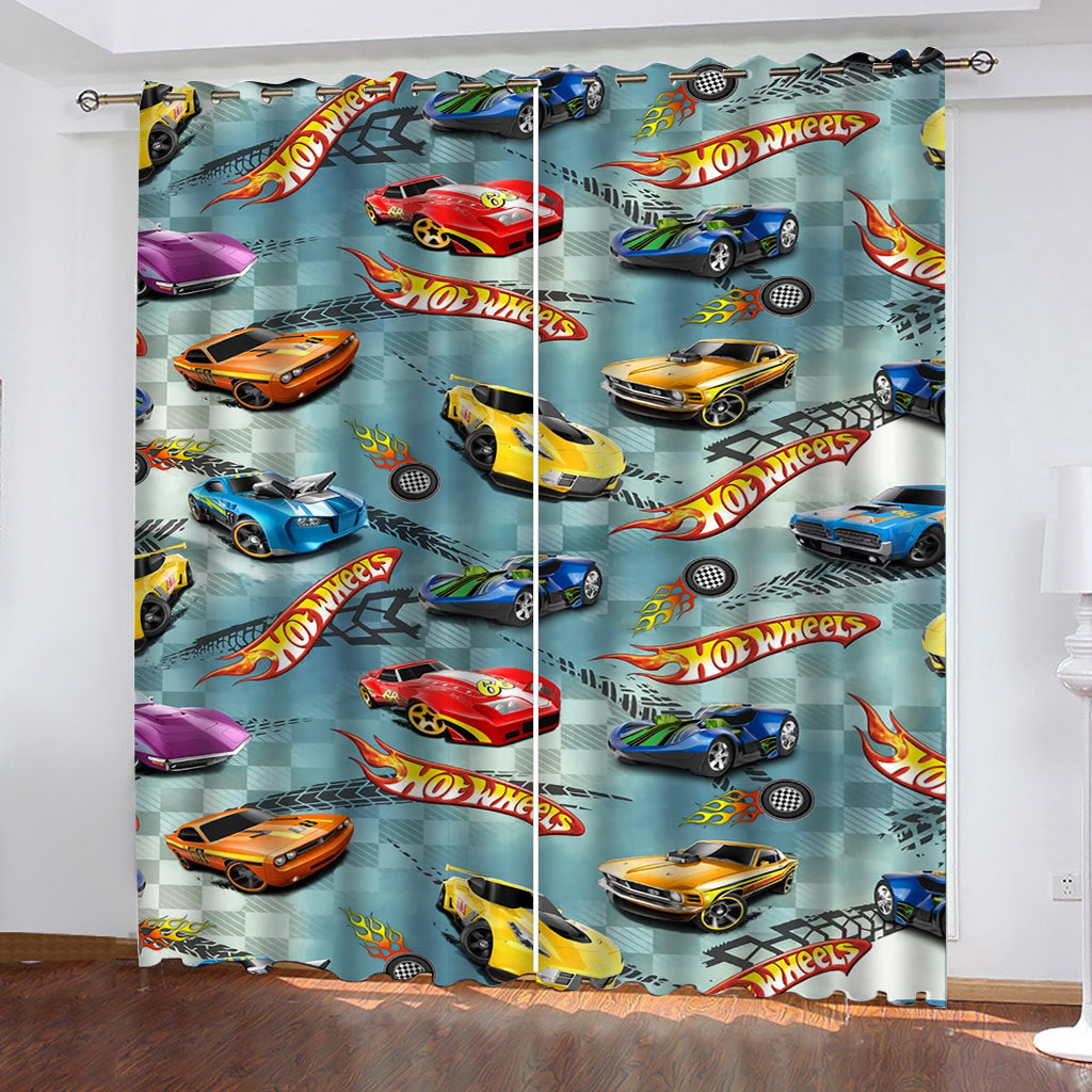 2024 NEW Hot Wheels Curtains Pattern Blackout Window Drapes