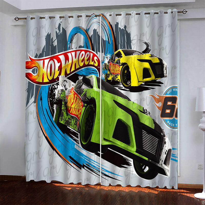 2024 NEW Hot Wheels Pattern Curtains Blackout Window Drapes