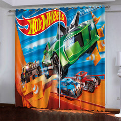 2024 NEW Hot Wheels Pattern Curtains Blackout Window Drapes