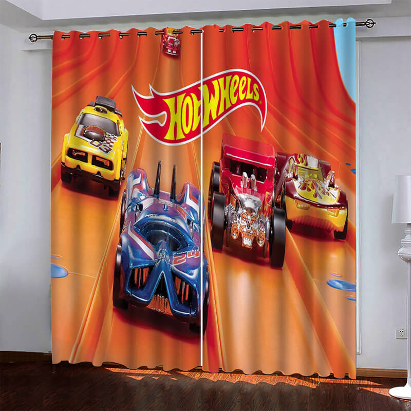 2024 NEW Hot Wheels Pattern Curtains Blackout Window Drapes