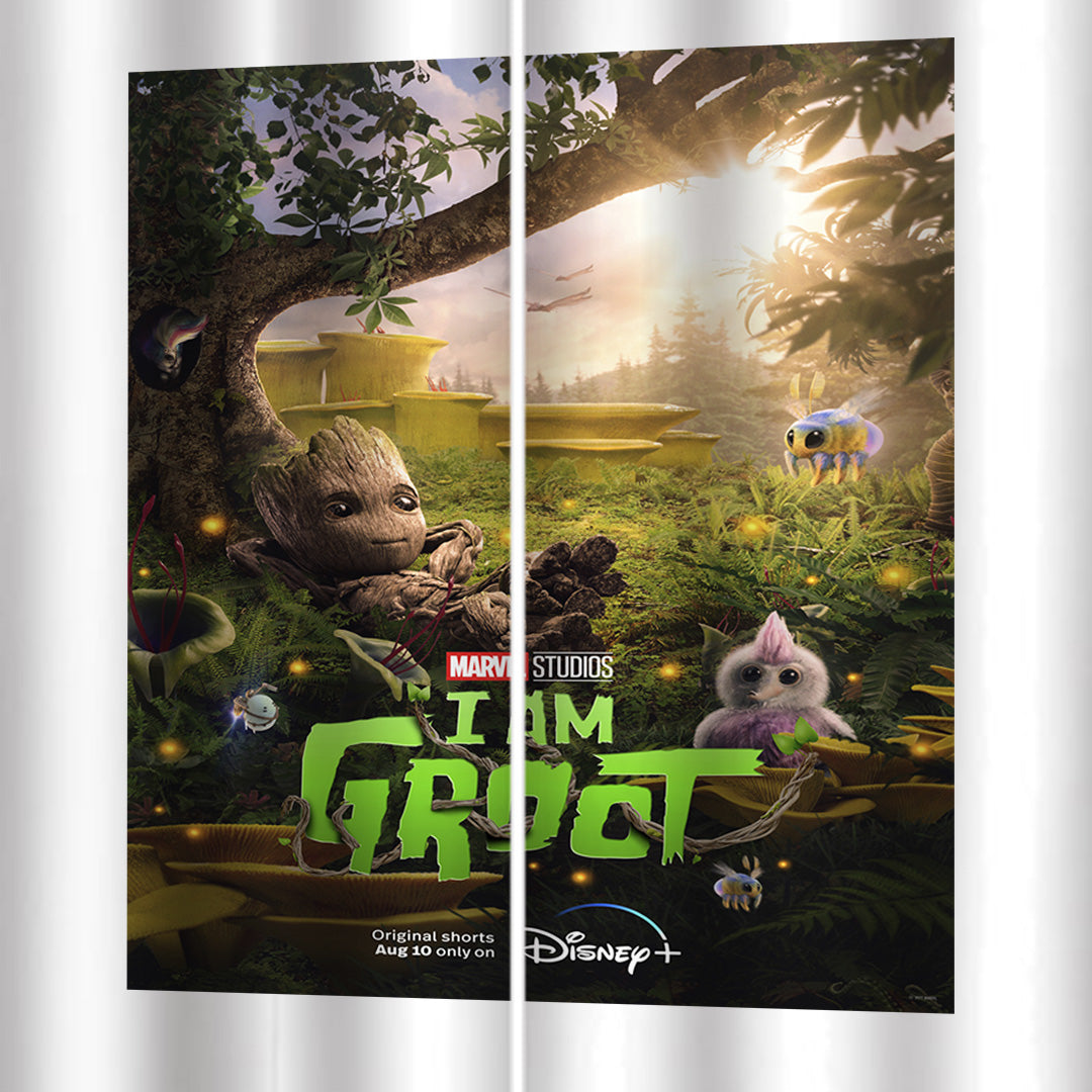 2024 NEW I Am Groot Curtains Pattern Blackout Window Drapes