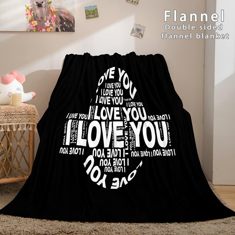 2024 NEW I LOVE You Bed Blanket Soft Flannel Blanket