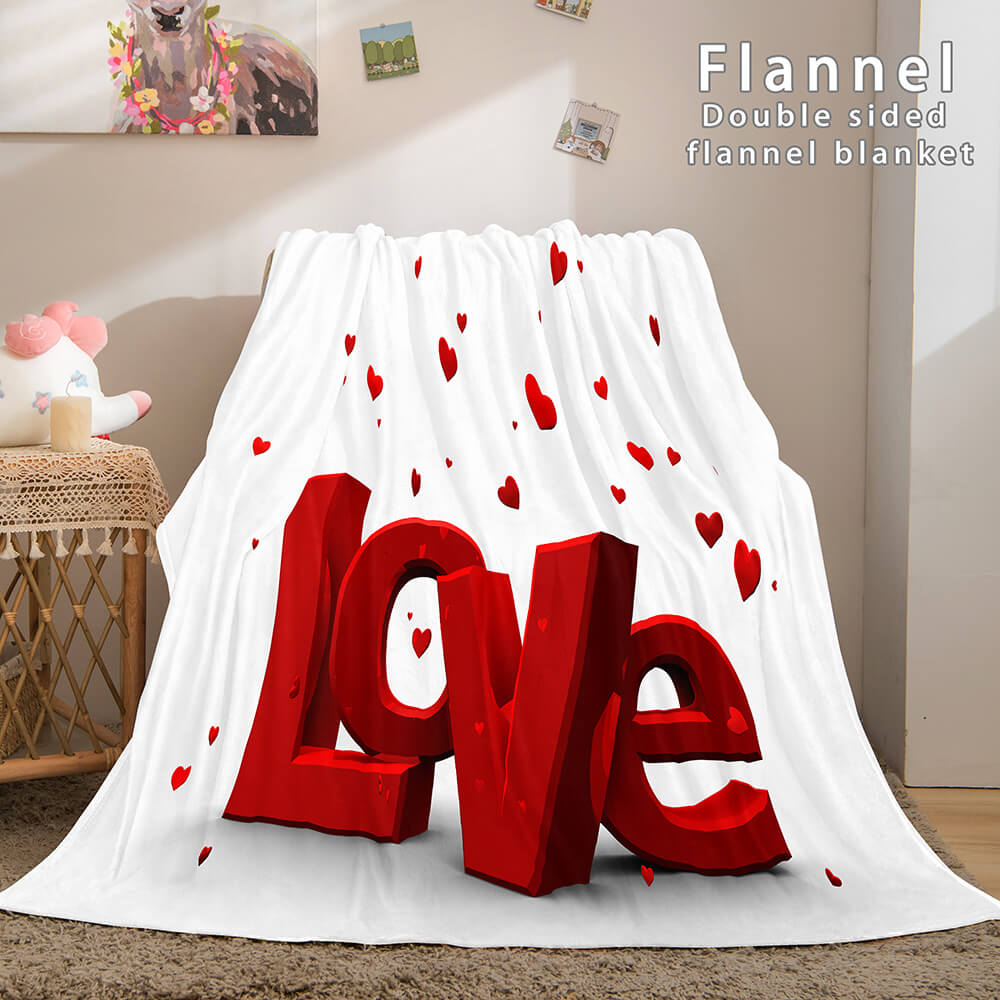 2024 NEW I LOVE You Bed Blanket Soft Flannel Blanket