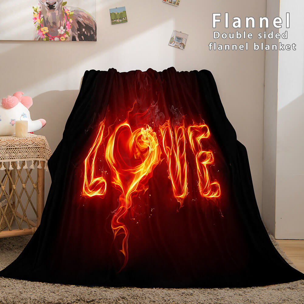 2024 NEW I LOVE You Bed Blanket Soft Flannel Blanket