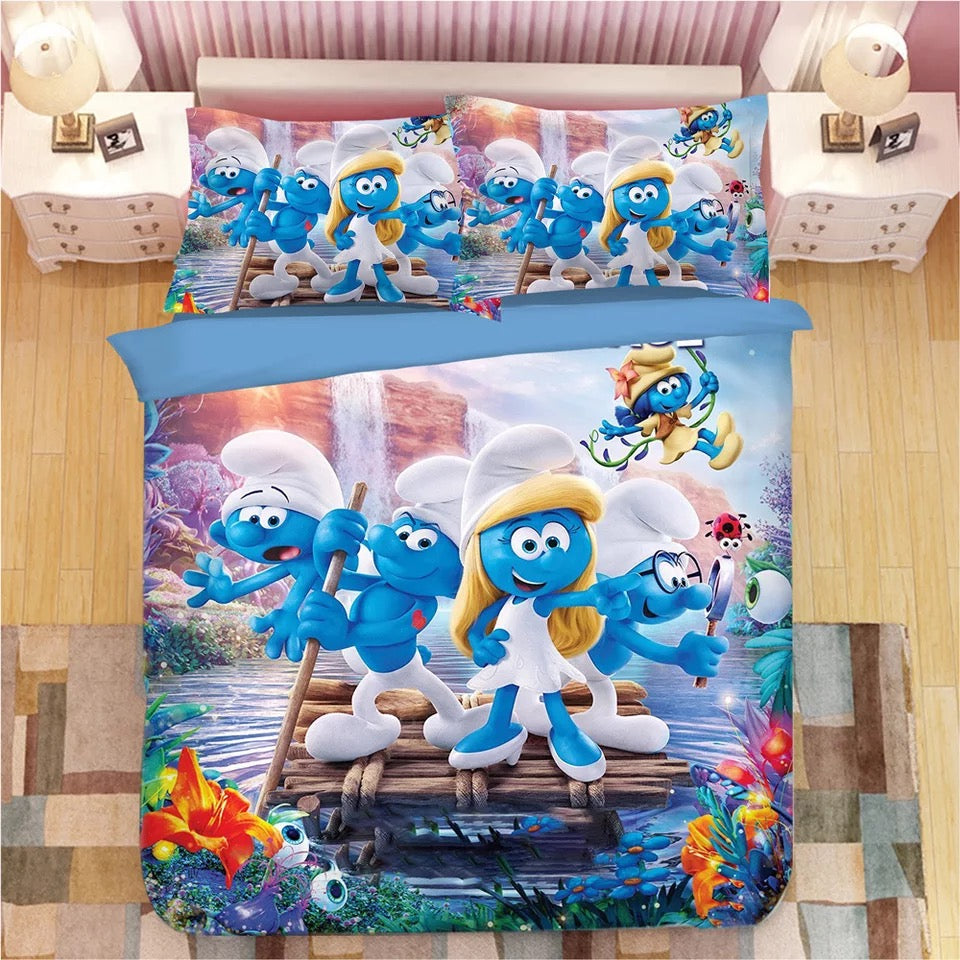The Smurfs Clumsy Smurf Smurfette #12 Duvet Cover Quilt Cover Pillowcase Bedding Set Bed Linen Home Decor