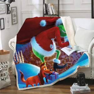 How the Grinch Stole Christmas Blanket Super Soft Cozy Sherpa Fleece Throw Blanket for Men Boys