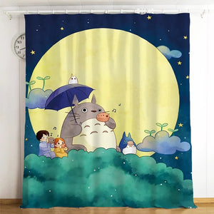 Tonari no Totoro #19 Blackout Curtains For Window Treatment Set For Living Room Bedroom