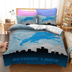 Detroit Lions Football League Duvet Cover Quilt Cover Pillowcase Bedding Set Bed Linen Home Bedroom Decor