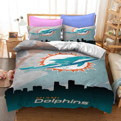 Miami Dolphins Football League Duvet Cover Quilt Cover Pillowcase Bedding Set Bed Linen Home Bedroom Decor