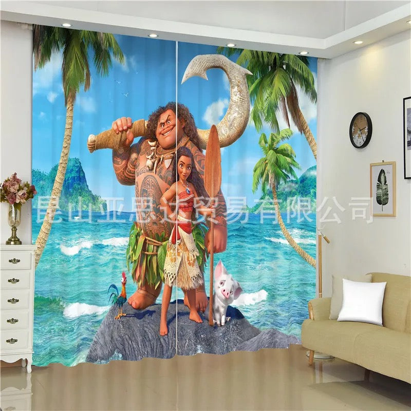 Moana #3 Blackout Curtains For Window Treatment Set For Living Room Bedroom
