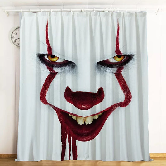 IT Pennywise Scary Clown Blackout Curtain Drapes for Living Room Bedroom Window Treatment 800