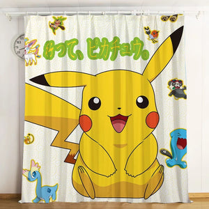Pokemon Pikachu #3 Blackout Curtains For Window Treatment Set For Living Room Bedroom