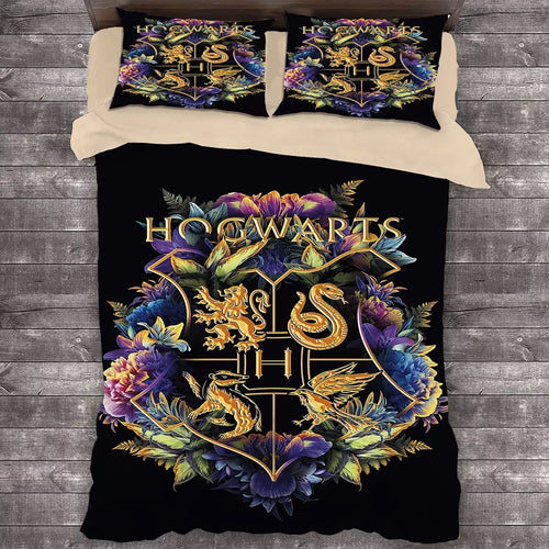 Harry Potter Hogwarts #4 Duvet Case Quilt Cover Pillowcase Bedding Set Home Decor