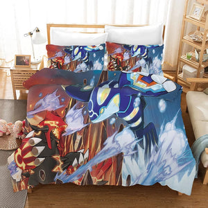 Pokemon Pikachu Groudon vs Kyogre #30 Duvet Cover Quilt Cover Pillowcase Bedding Set Bed Linen Home Bedroom Decor