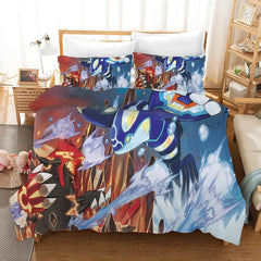Pokemon Pikachu Groudon vs Kyogre #30 Duvet Cover Quilt Cover Pillowcase Bedding Set Bed Linen Home Bedroom Decor