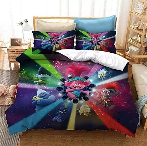 Trolls Poppy #5 Duvet Cover Quilt Cover Pillowcase Bedding Set Bed Linen Home Bedroom Decor