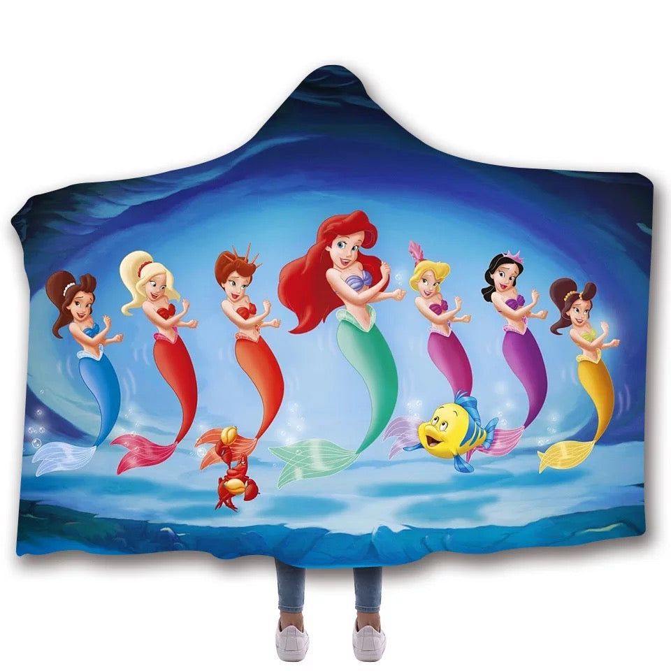 The Little Mermaid #11 Hooded Blanket Super Soft Cozy Sherpa Fleece Throw Blanket for Men Boys