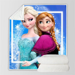 Frozen Anna Elsa Princess Blanket  Sherpa Fleece Throw Blanket for Kids Adults