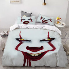 IT Pennywise Scary Clown Duvet Cover Quilt Cover Pillowcase Bedding Set