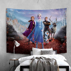 Frozen Anna Elsa Princess #14 Wall Decor Hanging Tapestry Home Bedroom Living Room Decoration