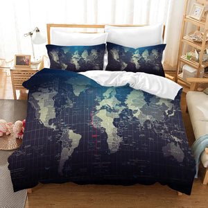 Map of the World #2 Duvet Cover Quilt Cover Pillowcase Bedding Set Bed Linen Home Bedroom Decor