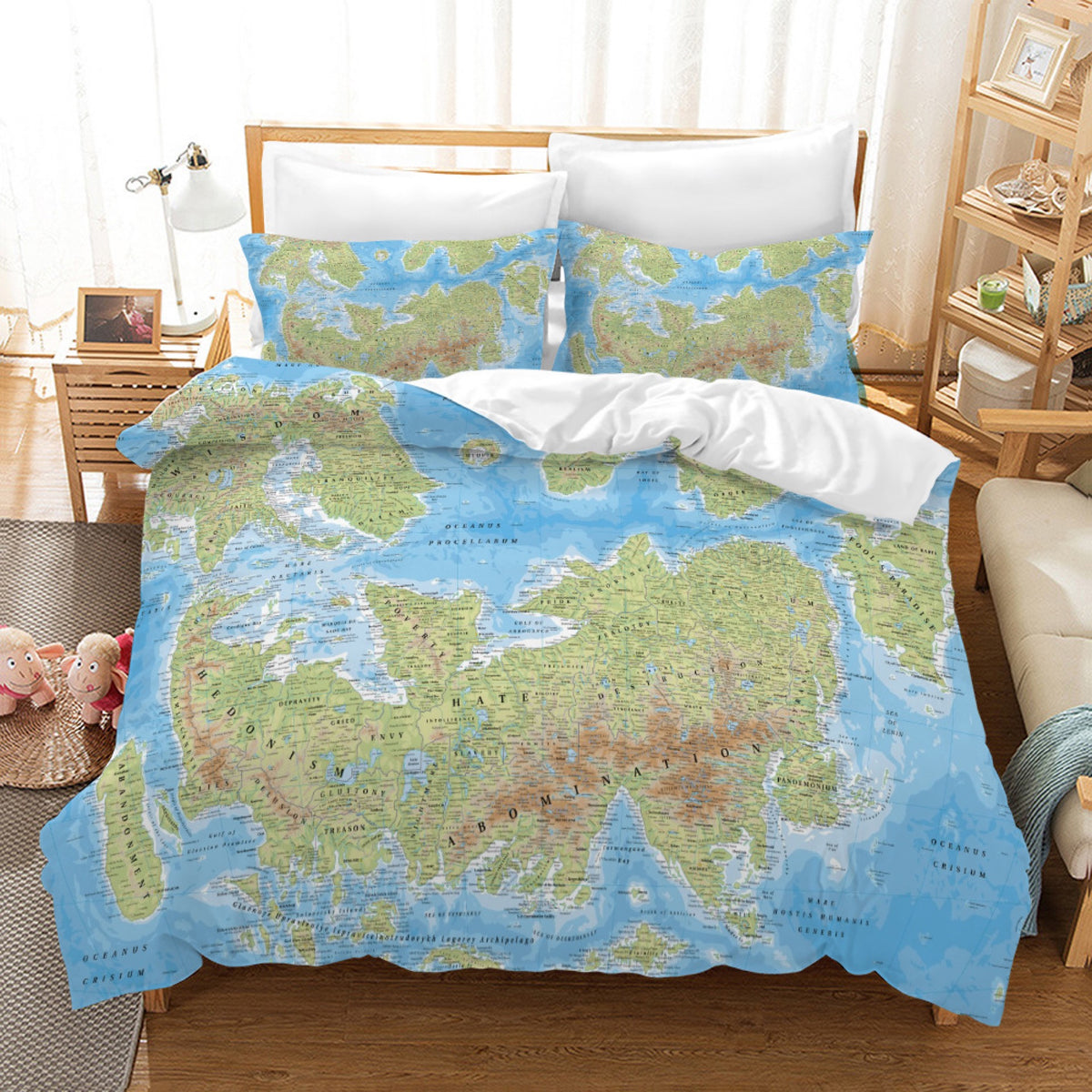 Map of the World #3 Duvet Cover Quilt Cover Pillowcase Bedding Set Bed Linen Home Bedroom Decor