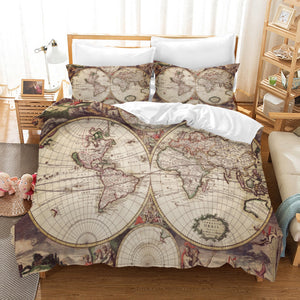 Map of the World #5 Duvet Cover Quilt Cover Pillowcase Bedding Set Bed Linen Home Bedroom Decor