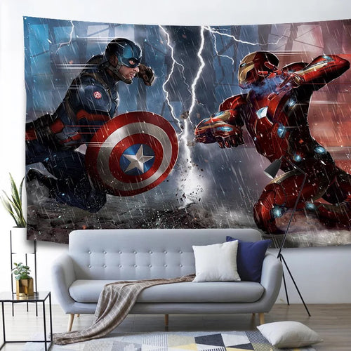 Marvel Iron Man Captain America Superhero #4 Wall Decor Hanging Tapestry Home Bedroom Living Room Decorations