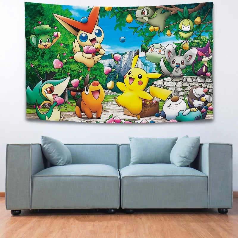 Pokemon Pikachu #3 Wall Decor Hanging Tapestry Home Bedroom Living Room Decoration