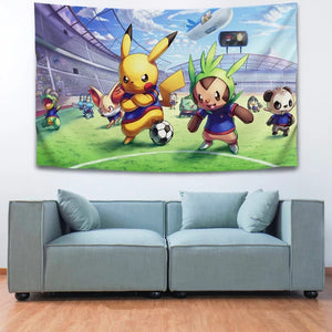 Pokemon Pikachu #4 Wall Decor Hanging Tapestry Home Bedroom Living Room Decoration