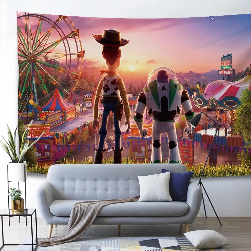 Toy Story Buzz Lightyear Woody Forky #5 Wall Decor Hanging Tapestry Home Bedroom Living Room Decoration