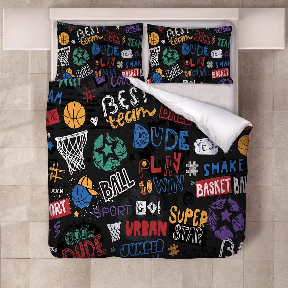 Basketball Graffiti #10 Duvet Cover Quilt Cover Pillowcase Bedding Set