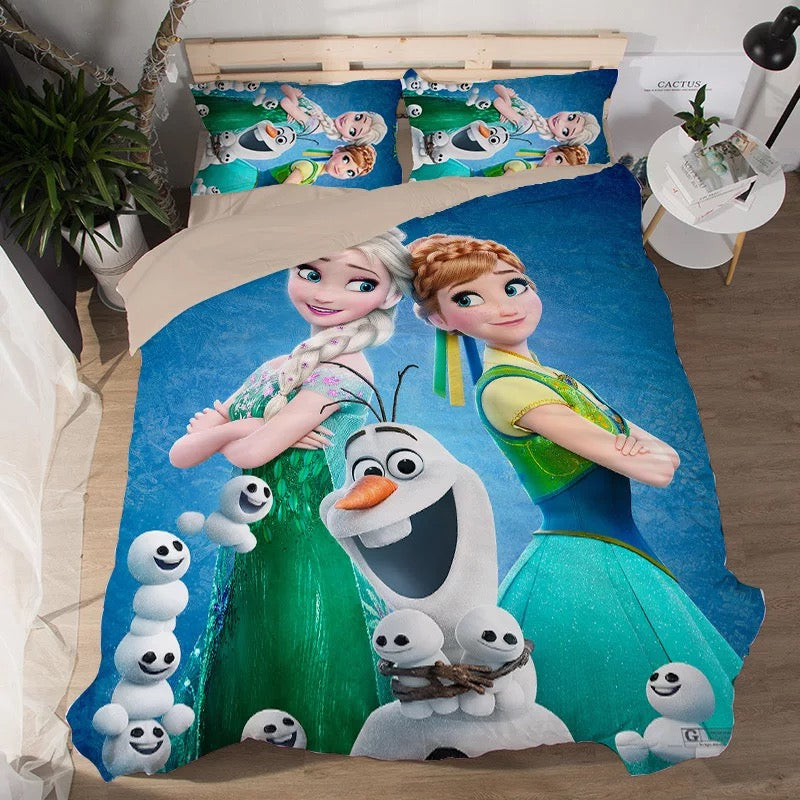 Frozen Anna Elsa Princess #4 Duvet Cover Quilt Cover Pillowcase Bedding Set