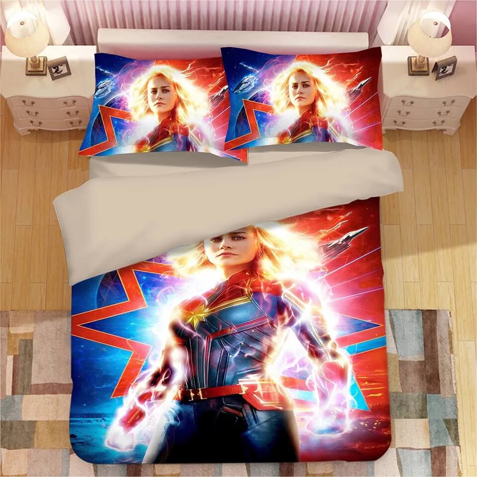 Captain Marvel Carol Danvers #1 Duvet Cover Quilt Cover Pillowcase Bedding Set