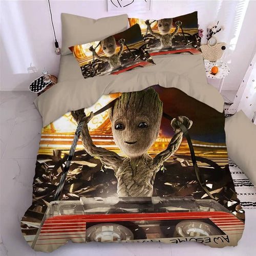 Guardians of the Galaxy Groot Star Lord Rocket #4 Duvet Cover Quilt Cover Pillowcase Bedding Set Bed Linen