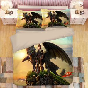 How to Train Your Dragon #3 Duvet Cover Quilt Cover Pillowcase Bedding Set Bed Linen