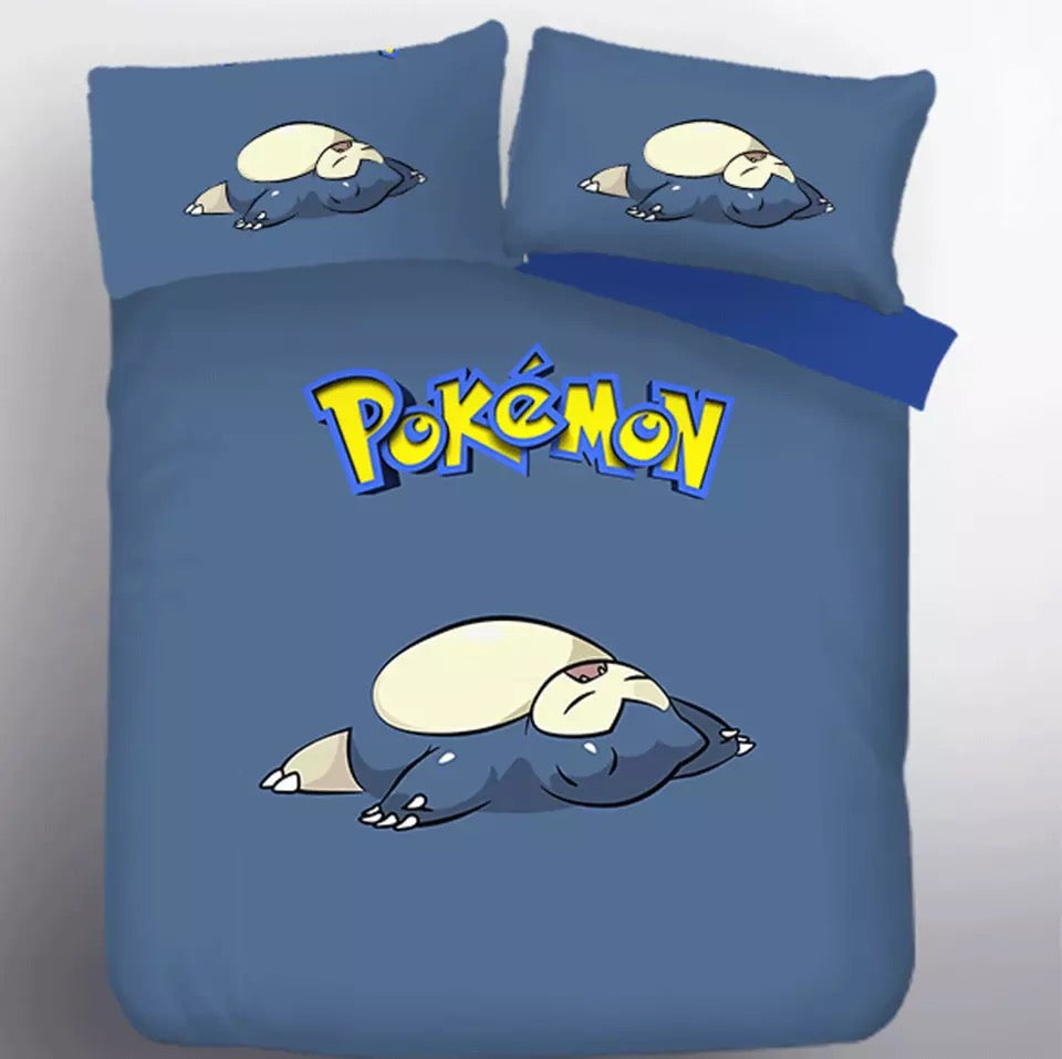 Pokemon Snorlax Duvet Cover Quilt Cover Pillowcase Bedding Set