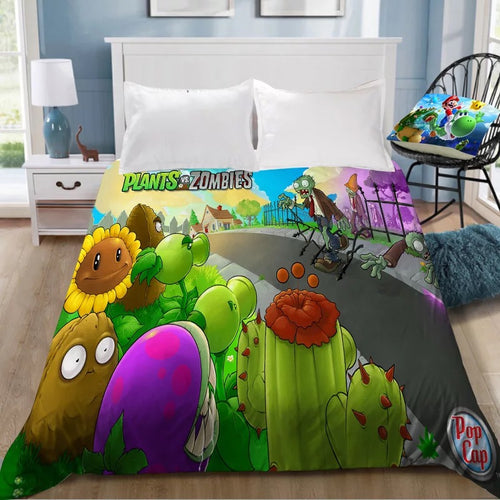 Plants vs Zombies #1 Bedding Sheet Flat Sheets Bed Sheet Bedding Linen Double Queen Size Bedsheet