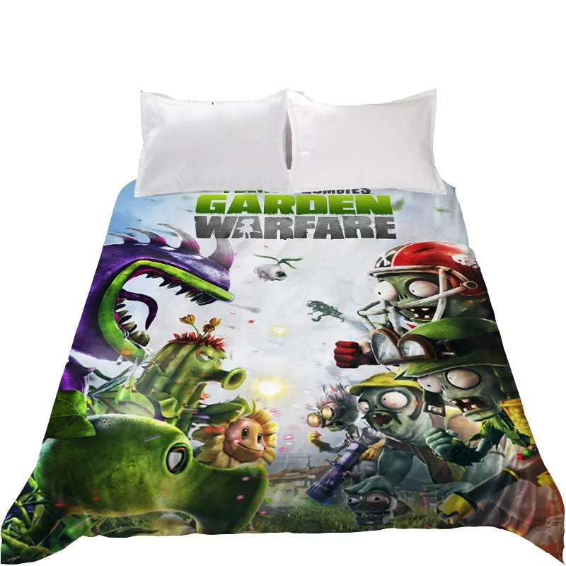 Plants vs Zombies #5 Bedding Sheet Flat Sheets Bed Sheet Bedding Linen Double Queen Size Bedsheet
