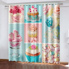 2024 NEW Ice Cream Curtains Blackout Window Treatments Drapes for Room Decor