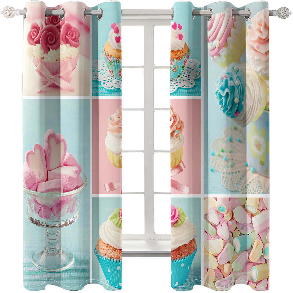 2024 NEW Ice Cream Curtains Blackout Window Treatments Drapes for Room Decor