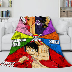 2024 NEW Japanese Cartoon ONE PIECE Throw Flannel Blanket Soft Cozy Bedding Use