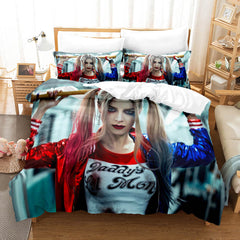 2024 NEW Joker Harley Quinn Cosplay Bedding Set Quilt Cover Without Filler