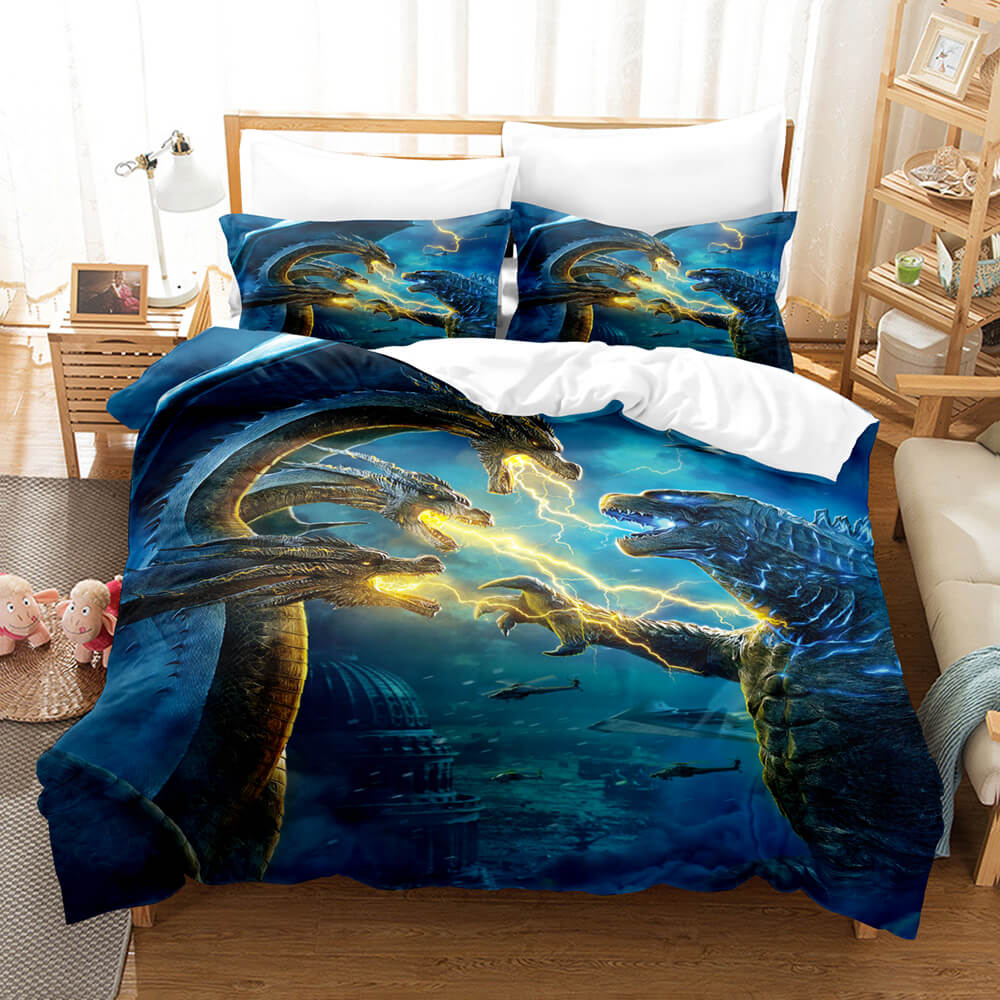 2025 NEW King Kong vs Godzilla Pattern Bedding Set Quilt Covers