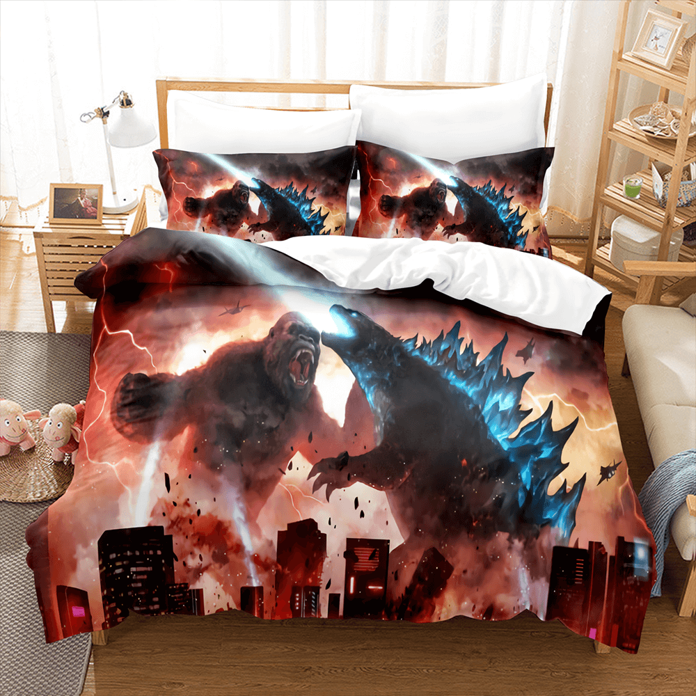 2025 NEW King Kong vs Godzilla Pattern Bedding Set Quilt Covers