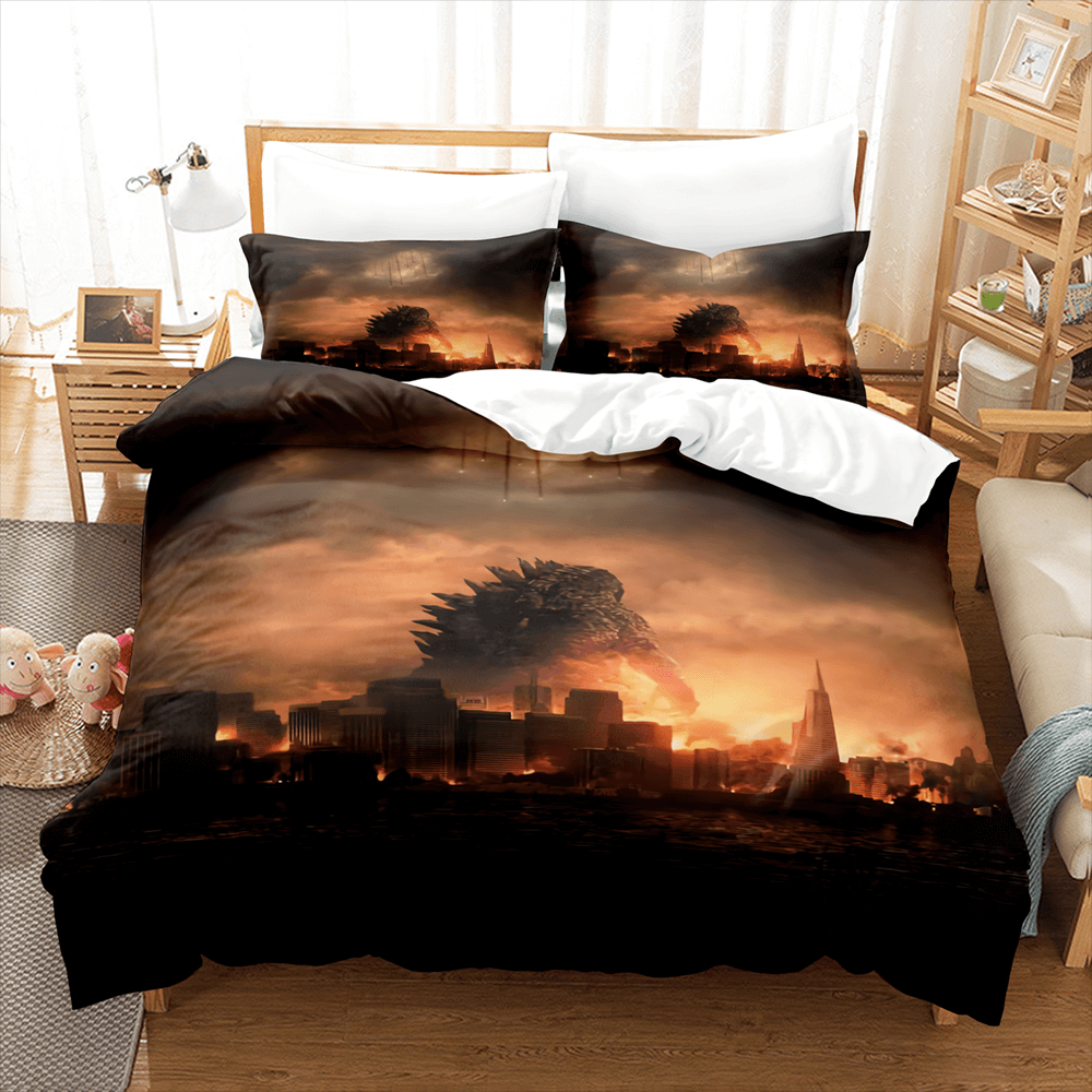2025 NEW King Kong vs Godzilla Pattern Bedding Set Quilt Covers