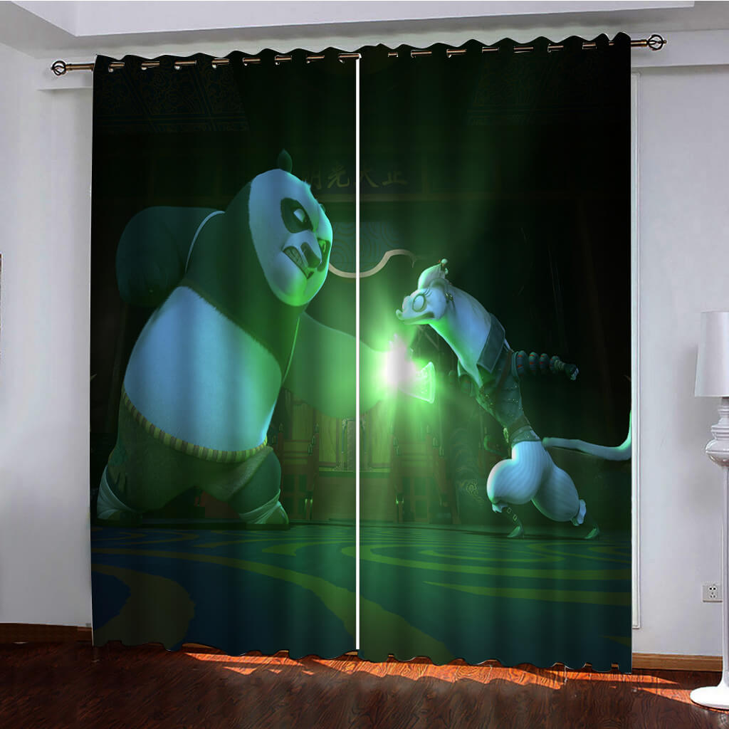 2024 NEW Kung Fu Panda The Dragon Knight Curtains Pattern Blackout Window Drapes