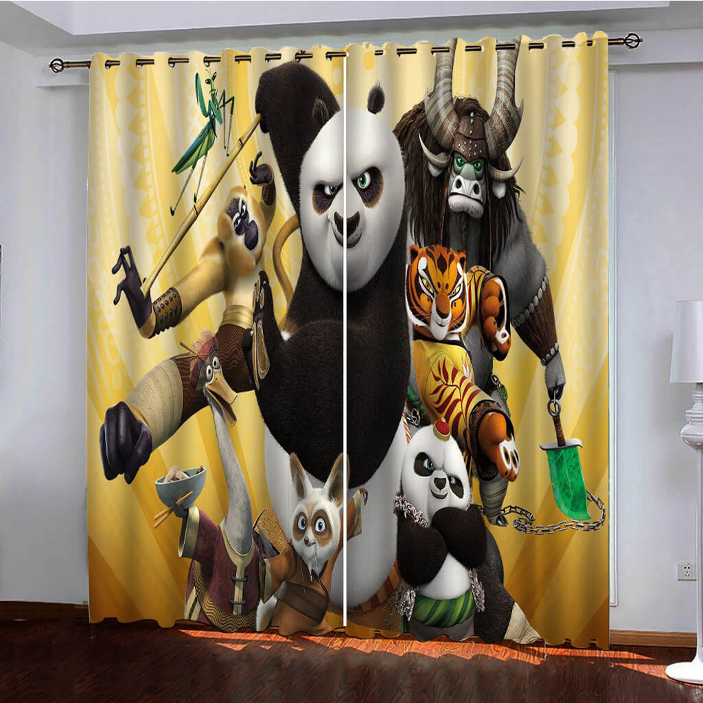 2024 NEW Kung Fu Panda The Dragon Knight Curtains Pattern Blackout Window Drapes